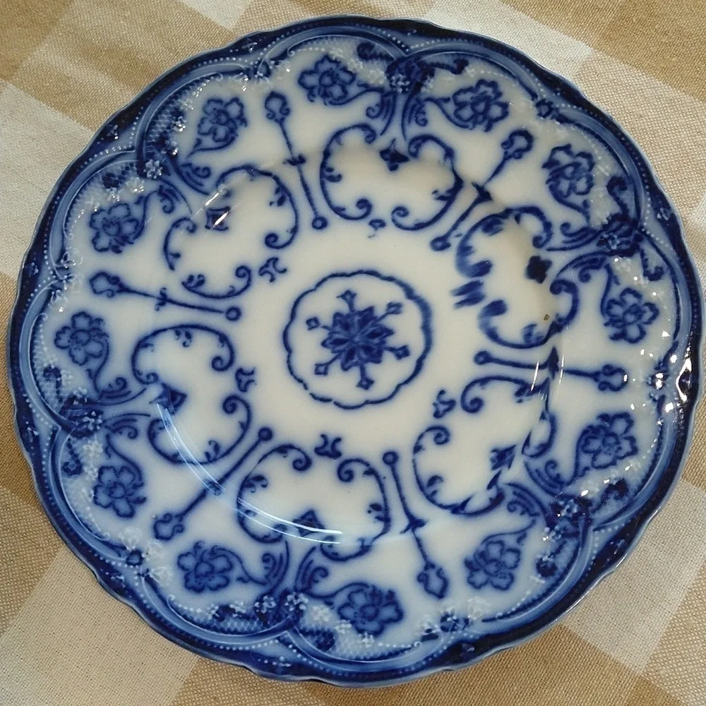 Conway English semi-porcelain flow blue salad dessert plate 7 in new Wharf